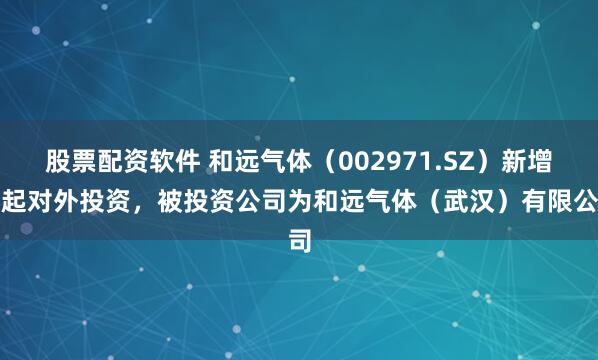 股票配资软件 和远气体(002971.SZ)新增一起对外投资,被投资公司为和远气体(武汉)有限公司